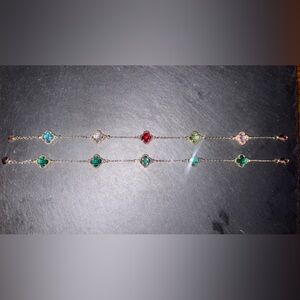 Emerald clover anklet